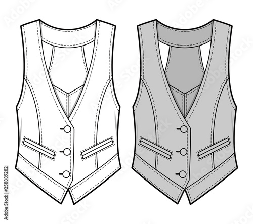 VEST fashion flat sketch template