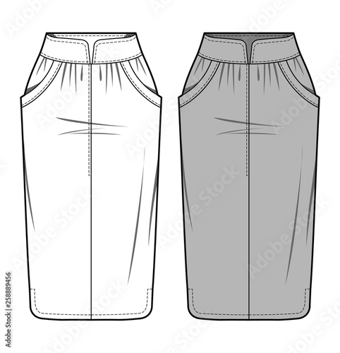 SKIRT fashion flat sketch template