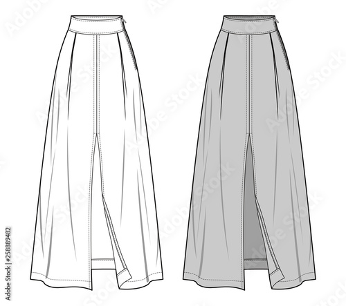 SKIRT fashion flat sketch template