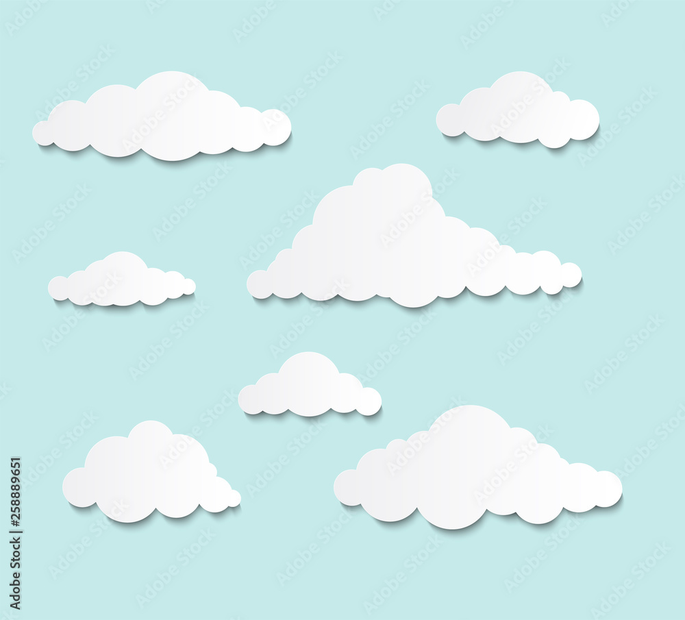 Paper clouds. Cartoon paper background, illustration for design. Template for wedding, banner, poster, advertisement. Vector Paper clouds. Cartoon paper background, illustration for design. Template for wedding, banner, poster, advertisement. Vector