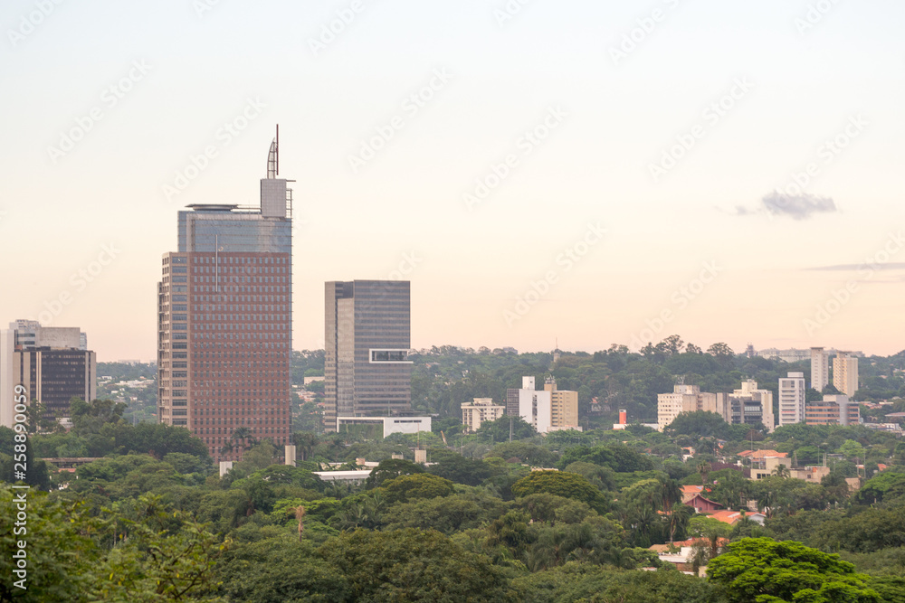Beautiful landscape view at sunset time of the city of Sao Paulo in Brazil, The shot is from Sunset square or in portuguese Beautiful landscape view at sunset time of the city of Sao Paulo in Brazil, The shot is from Sunset square or in portuguese