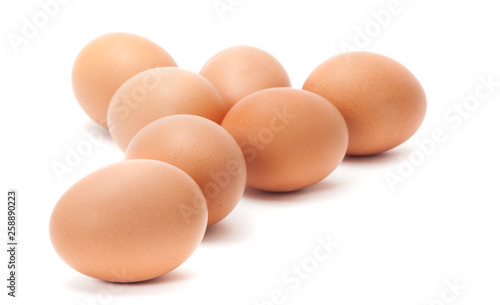 Groupe of seven brown eggs