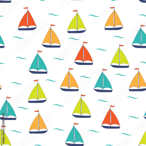 marine seamless pattern cartoon boats
