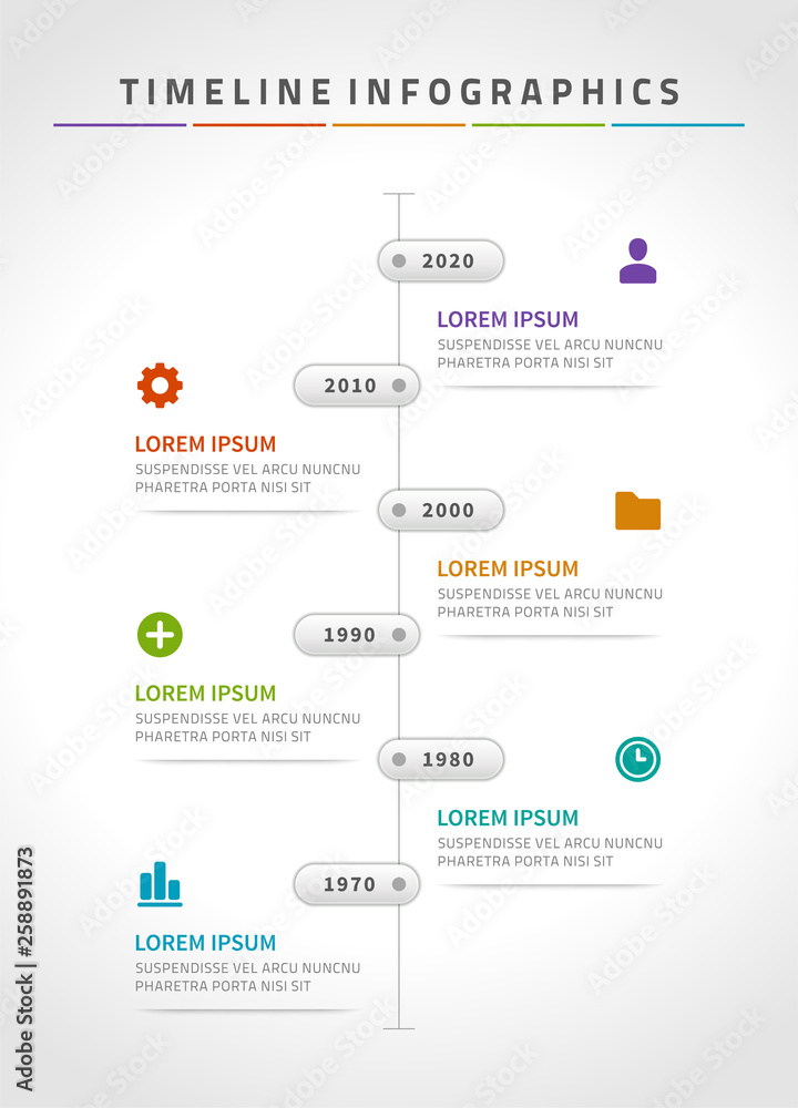 Timeline infographics and icons vector design template.
