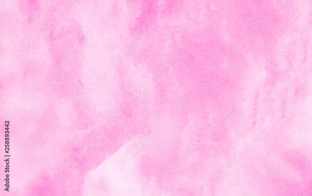 Bright romantic aquarelle painted subtle pink watercolor canvas for design, invitation card, vintage template. Ink effect light magenta color shades gradient illustration on textured paper background