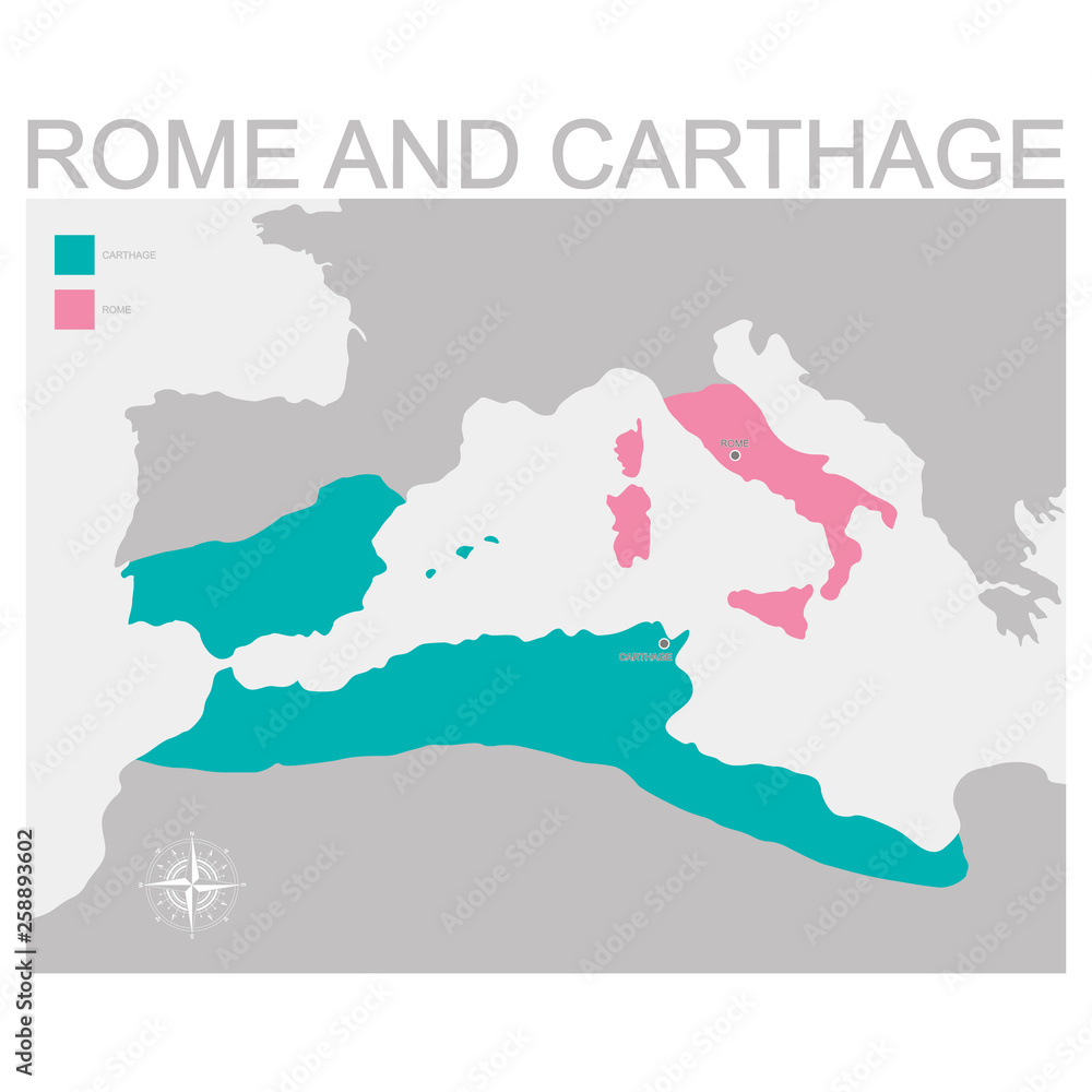 vector map of the Rome and Carthage territory