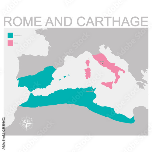vector map of the Rome and Carthage territory