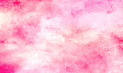 Bright romantic aquarelle painted subtle pink watercolor canvas for design, invitation card, vintage template. Ink effect light magenta color shades gradient illustration on textured paper background