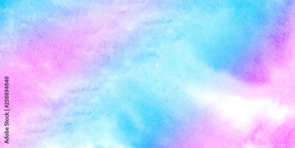 Beautiful colorful aquarelle paper textured ink effect grungy wet pastel illustration for design. Fantasy light blue, purple and pink shades watercolor background for vintage card, retro templates Beautiful colorful aquarelle paper textured ink effect grungy wet pastel illustration for design. Fantasy light blue, purple and pink shades watercolor background for vintage card, retro templates