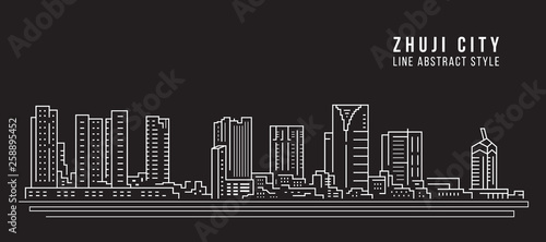 Cityscape Building Line art Vector Illustration design -  Zhuji city photo