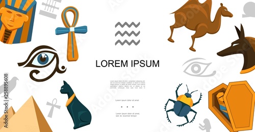 Flat Colorful Egyptian Symbols Concept
