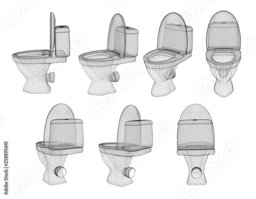 3d vector white toilet with cistern. ready element for the design of advertising plumbing