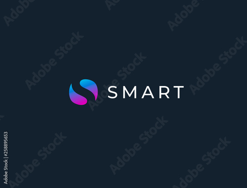 Abstract smart letter S logotype.  Modern negative space logo. Universal emblem vector icon.