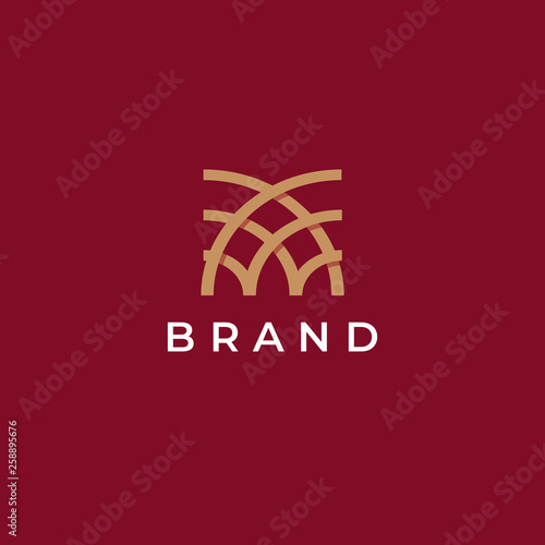 Abstract linear square business logotype. Premium real estate, construction, architecture, design, finance logo icon. Universal line arch, building, apartment, house vector icon.