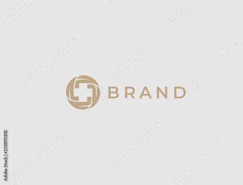 Leaves and medical cross logo icon. Natural medicine concept. Alternative medicine, homeopathy, vitamin therapy, wellness, ayurveda, chinese medicine, holistic centre logo, badge, emblem.