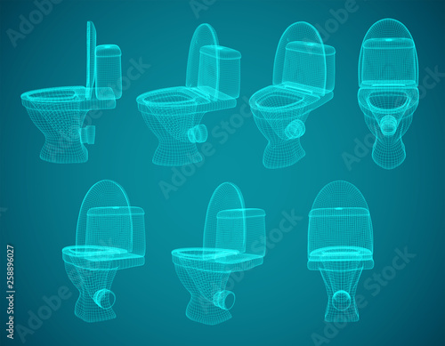 3d vector white toilet with cistern. ready element for the design of advertising plumbing