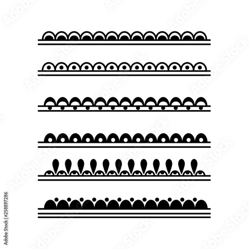 Mehndi style simple elements. Set of creative border ornaments