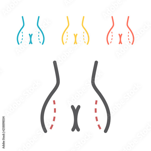 Liposuction of hips and thighs. Plastic surgery line icon. Vector illustration