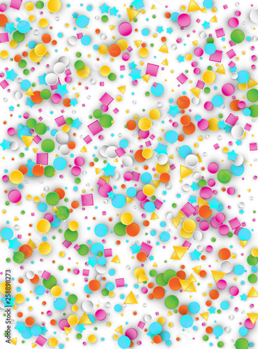 Colored Carnaval Confetti Background with Geometric Shapes