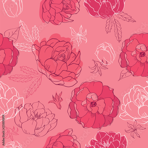Seamless pattern with hand drawn spring flowers for textile  wallpapers  gift wrap and scrapbook. Vector.