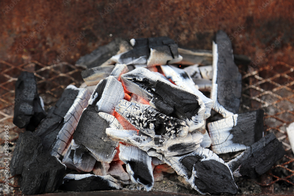 Charcoal burning in stove for cooking barbecue. Charcoal burning in stove for cooking barbecue.