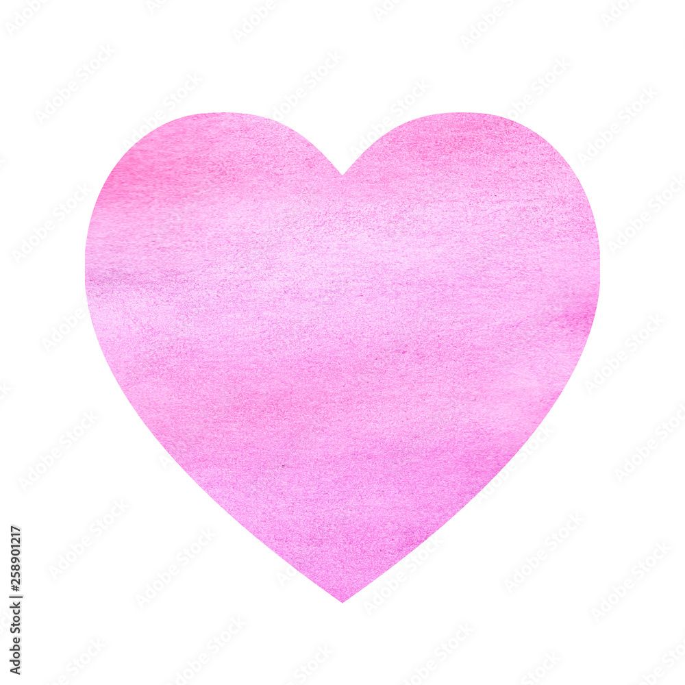 watercolor illustration gradient pink heart on a white background