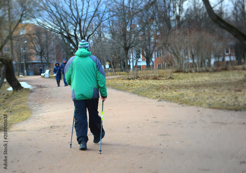 Fototapeta premium man walking in the park