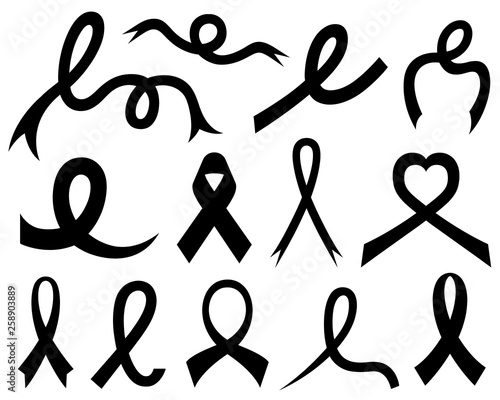 Set of different ribbons isolated on white