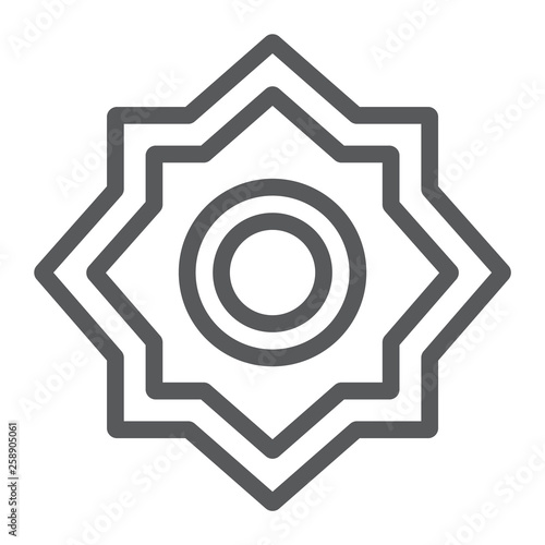 Rub el hizb line icon, arabian and symbol, arabic star sign, vector graphics, a linear pattern on a white background.