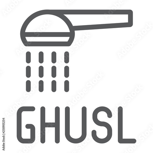 Ghusl line icon, hygienic and islam, arabic shower sign, vector graphics, a linear pattern on a white background.