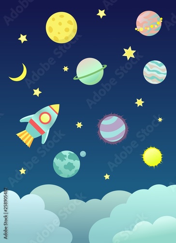Space illustration with planets
