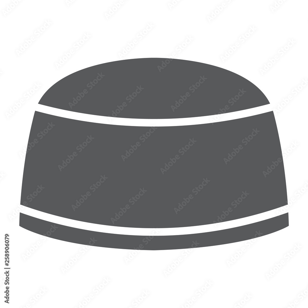 Muslim cap glyph icon, arabic and islam, turkish hat sign, vector graphics, a solid pattern on a white background.