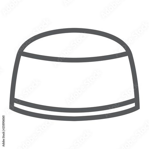 Muslim cap line icon, arabic and islam, turkish hat sign, vector graphics, a linear pattern on a white background.