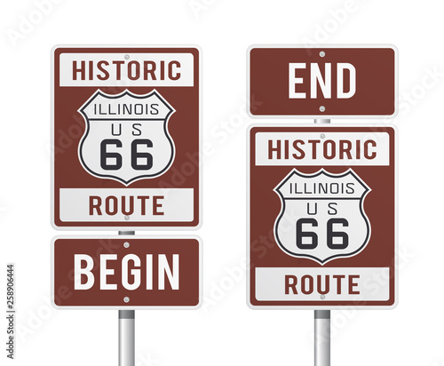 Historic route road sign in Chicago / USA