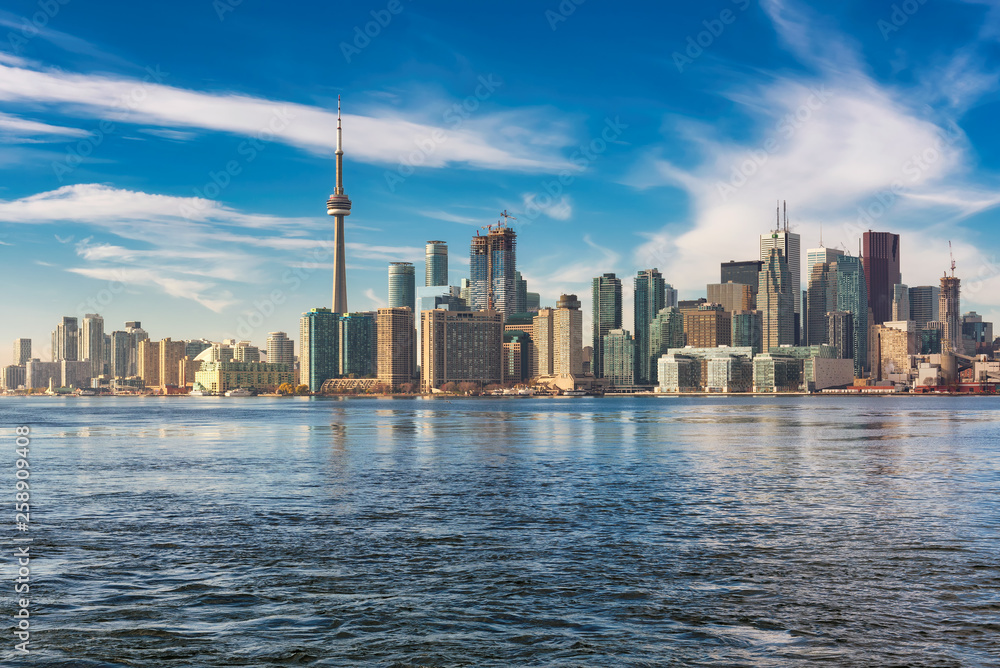 Toronto city skyline on sunny summer day, Toronto, Ontario, Canada.