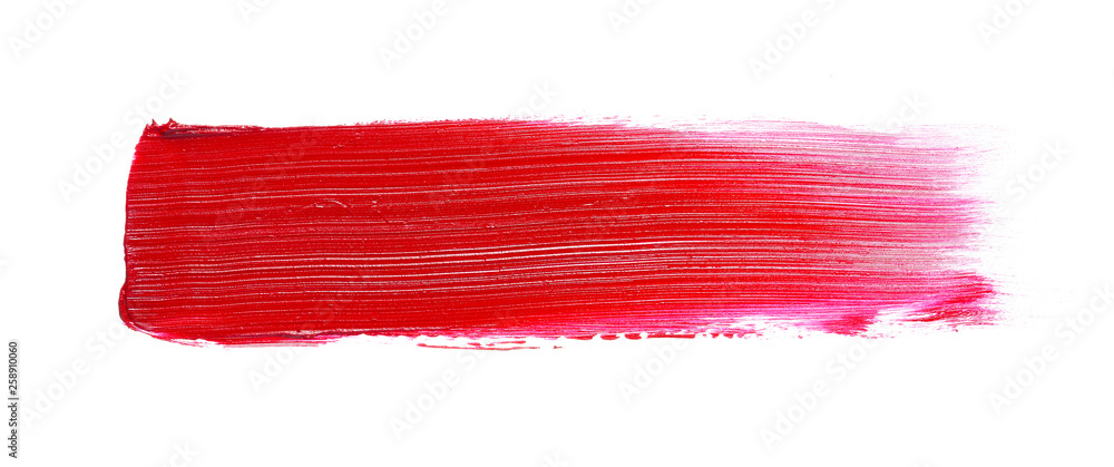 Red lipstick or acrylic paint isolated on white Red lipstick or acrylic paint isolated on white