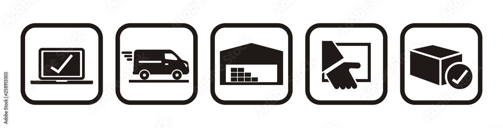 package tracking online purchase, web vector icons - obrazy, fototapety, plakaty 