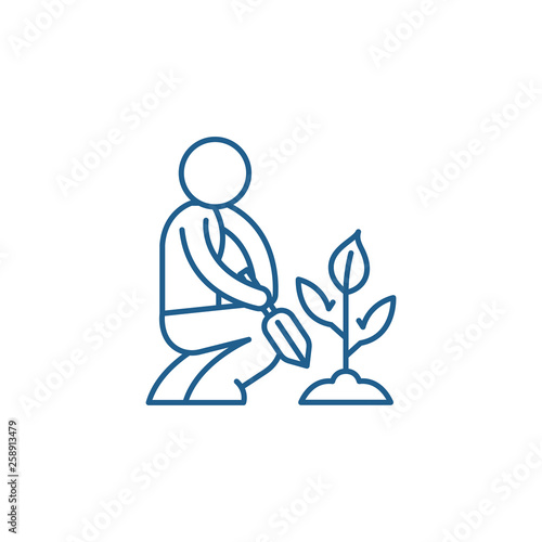 Garden care line concept icon. Garden care flat  vector website sign, outline symbol, illustration.