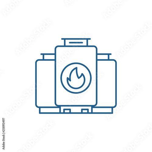Gas boiler line concept icon. Gas boiler flat  vector website sign, outline symbol, illustration.