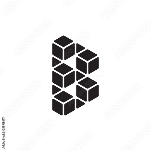 3D logo illustration from letter B with cube logo concept