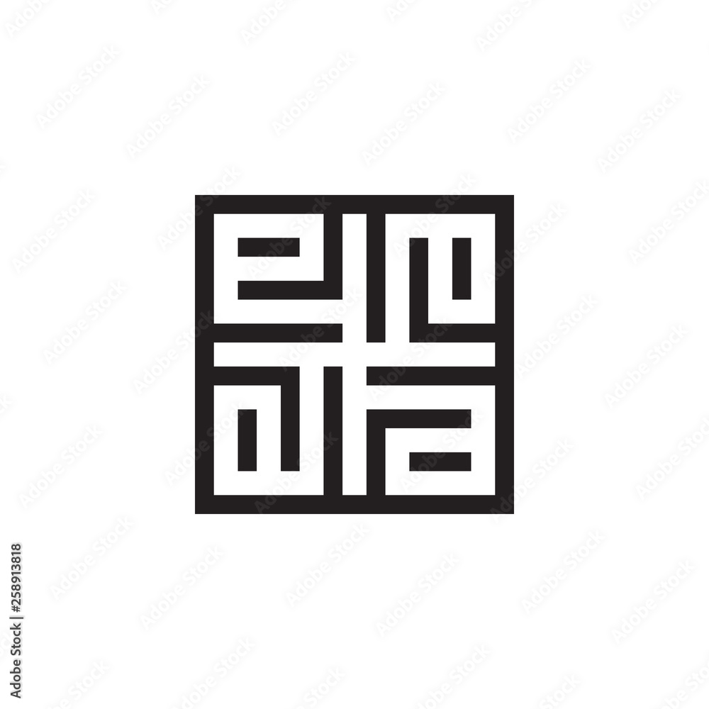 Illustration logo from letter E with square logo design concept