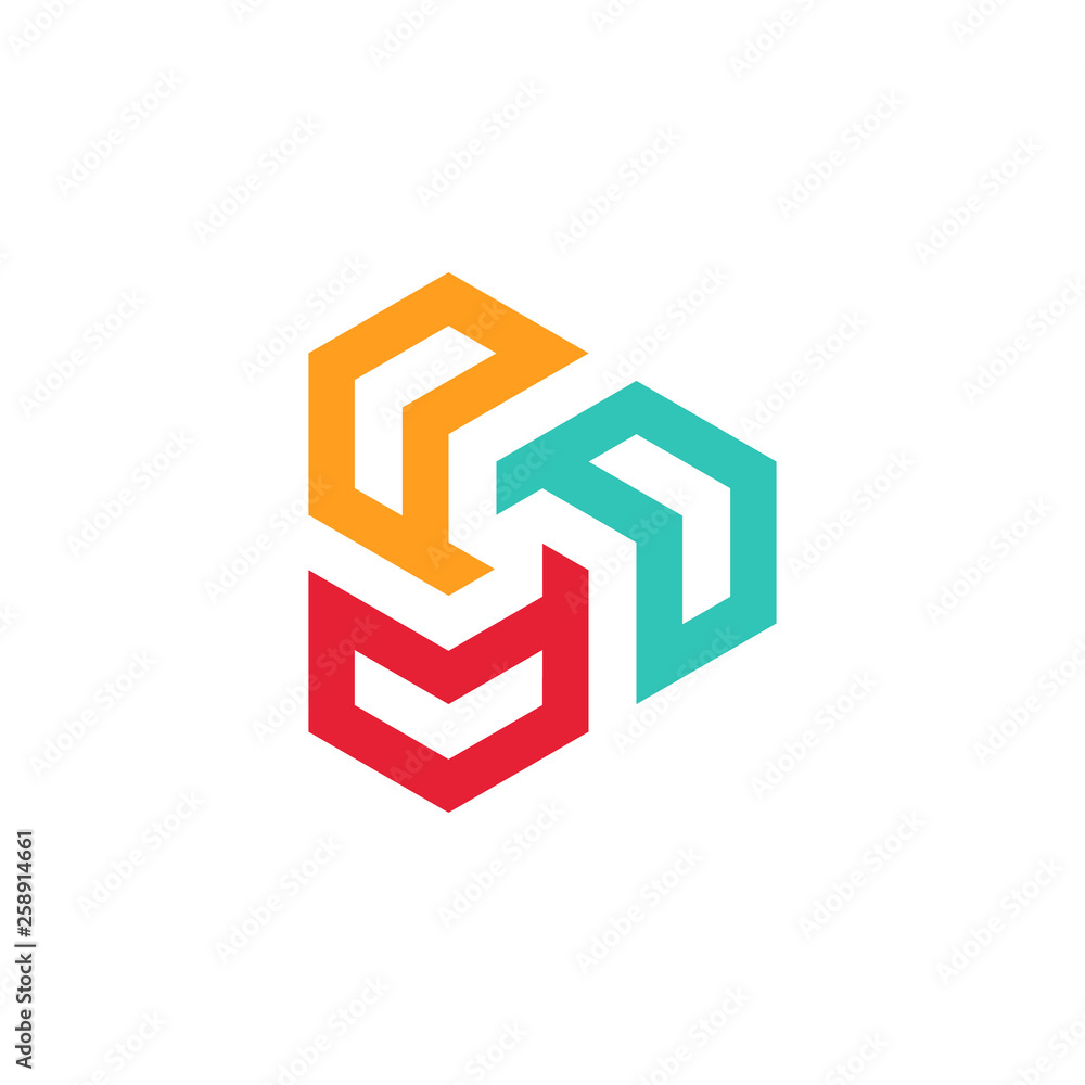 initial letter P connection triangle colorful logo design template initial letter P connection triangle colorful logo design template