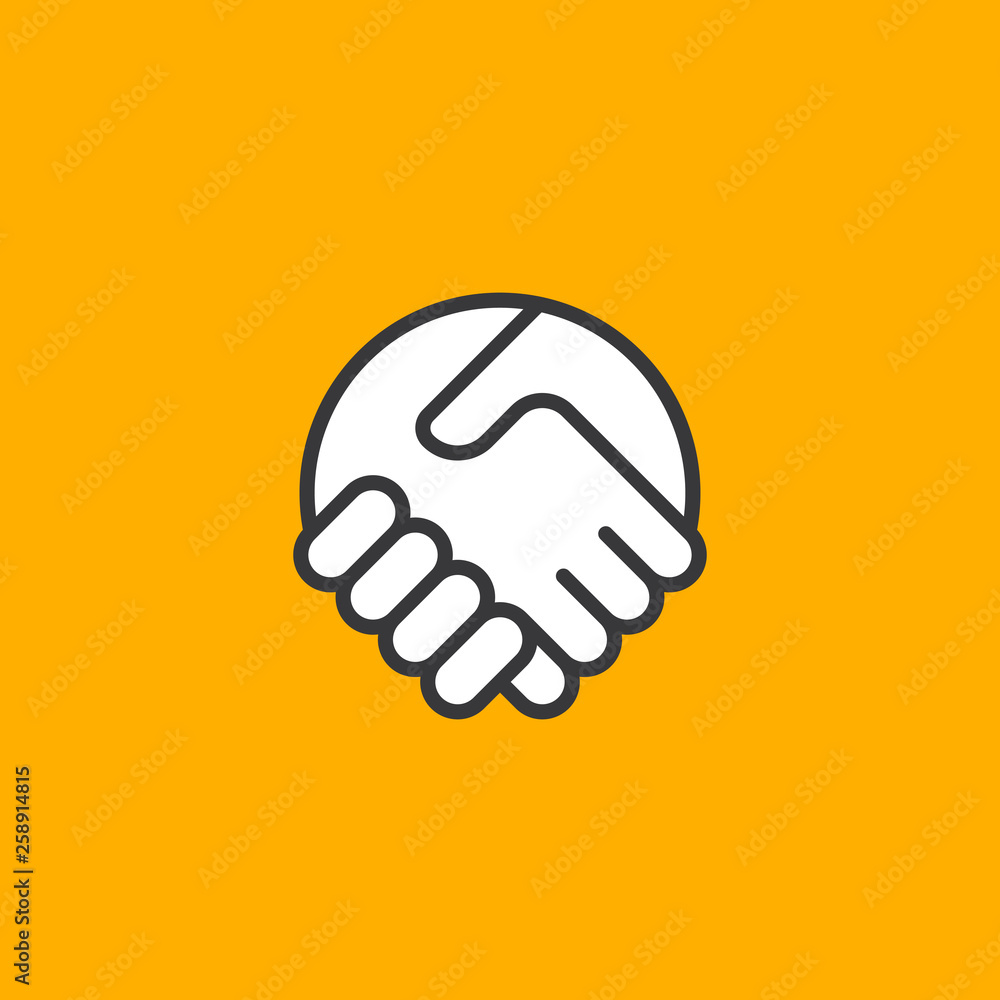 Abstract simple handshake icon. Two hands together. Trust, friendship, partnership, agreement, business, success, money, deal, contract, team, symbol icon. Abstract simple handshake icon. Two hands together. Trust, friendship, partnership, agreement, business, success, money, deal, contract, team, symbol icon.