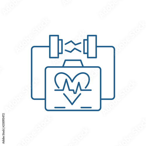Heart stimulation line concept icon. Heart stimulation flat  vector website sign, outline symbol, illustration.
