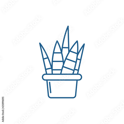 Home plant line concept icon. Home plant flat  vector website sign, outline symbol, illustration.