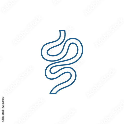 Intestines line concept icon. Intestines flat  vector website sign, outline symbol, illustration.