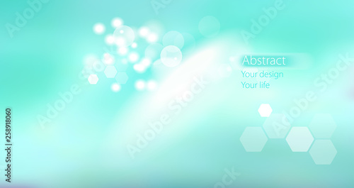 Abstract turquoise background. Blurred pattern and bokeh effects.