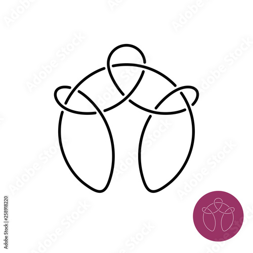 Standing man or woman line style logo. Religion theme sign.