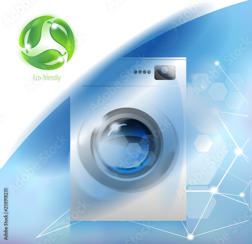 Washer. Modern household appliances and environmental care.