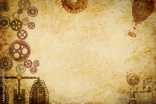 steampunk machine n gears paper background